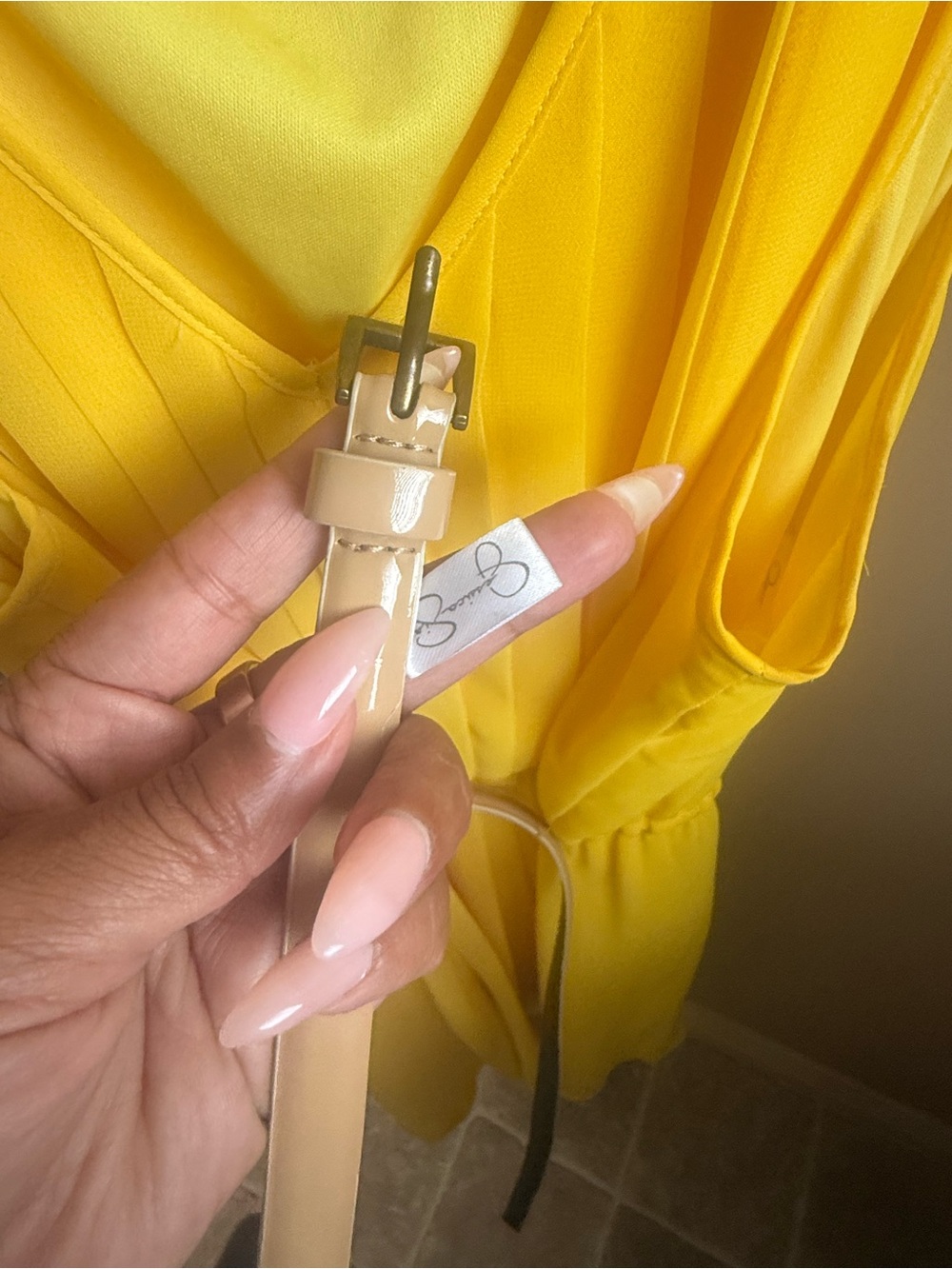 Jessica Simpson Bright Yellow Pleated Mini Dress - Picture 3 of 4